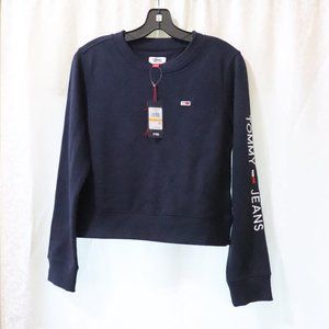 NEW Tommy Hilfiger NAVY BLUE Crop Top Crew Neck Shirt - Small LOGO